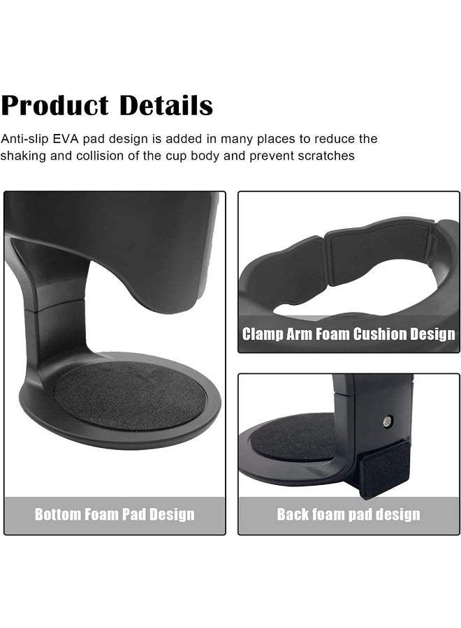 حامل أكواب للسيارة قابل للتوسيع لفتحة تهوية لوحة القيادة، حامل أكواب قابل للتعديل ذاتي التكيف مع وسادات EVA مانعة للانزلاق، حامل مشروبات عالمي لأكواب القهوة والزجاجات والعلب (أسود) - B1101 - Image 5